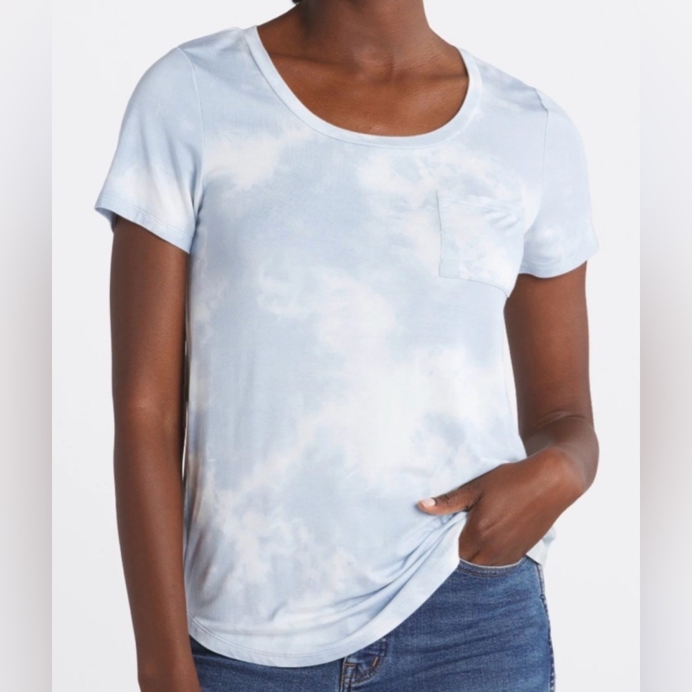 Market & Spruce Blue & White Short Sleeve T-Shirt